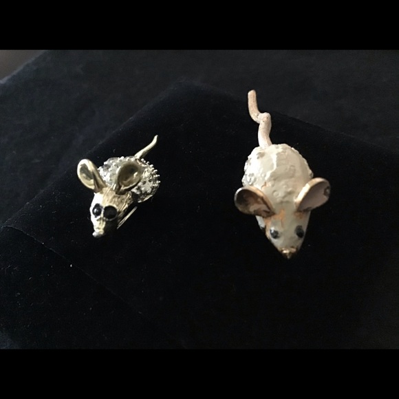2 VINTAGE MICE TACK PIN BROOCHES - Picture 8 of 8